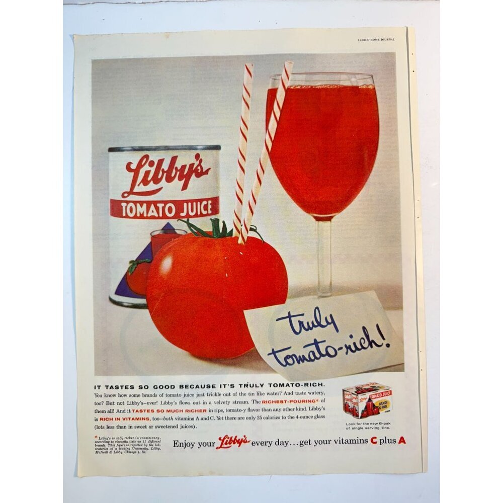 Vintage 1960 Libby's Tomato Juice Food Advertisement Print Ad